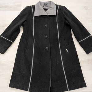 Vintage Me-Jay Superfine Virgin Wool And Cashmere Dark Grey Women's Coat Size XL